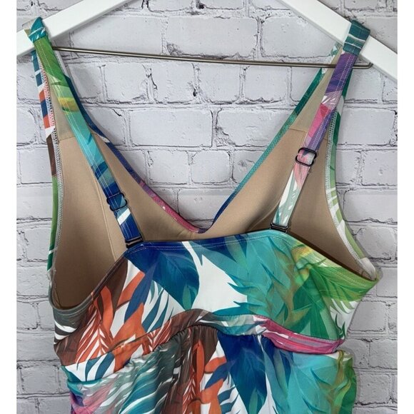 SWIM BY CACIQUE Women's Swim Dress Light Lined Bathing Suit Size 18 Tropical - Picture 7 of 7